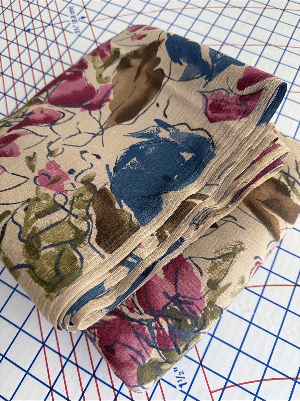 Vintage Abstract Floral Textured Barkcloth Style Fabric 4+ Yds x 54